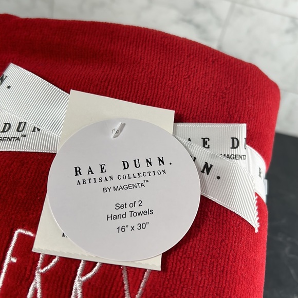 COPY - NWT rae dunn “Merry Christmas “ hand towels . Set of 2 the size is 16x30 - Picture 2 of 4